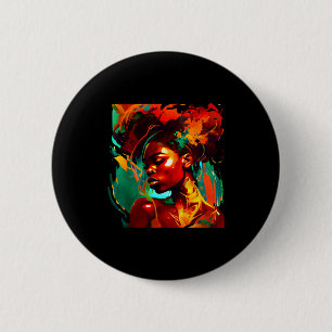 Schöne schwarze Kunst afroamerikanische Frau Button