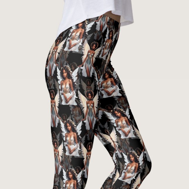 Schöne schwarze Mädchen-Engel-Musterdesign -Dunkel Leggings (Von Creator hochgeladen)