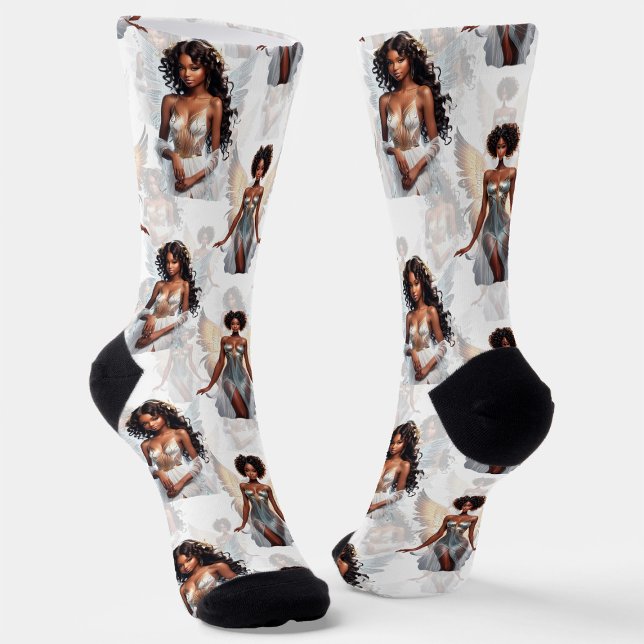 Schöne schwarze Mädchen-Engel-Musterdesign  Socken (Von Creator hochgeladen)