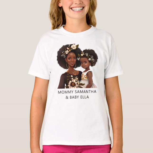 Schöne Schwarze Mama und Tochter (11) T-Shirt (Vorderseite)