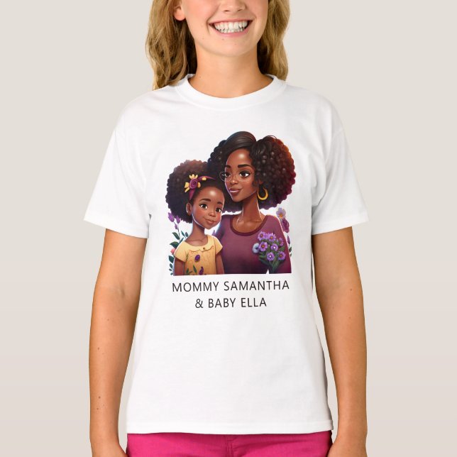 Schöne Schwarze Mama und Tochter (12) T-Shirt (Vorderseite)