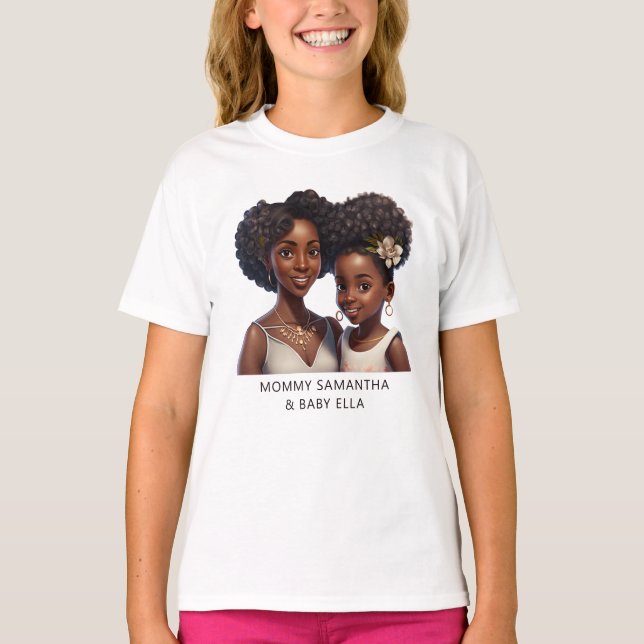 Schöne Schwarze Mama und Tochter (18) T-Shirt (Vorderseite)