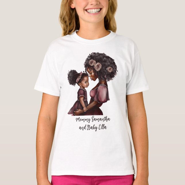 Schöne Schwarze Mama und Tochter (28) T-Shirt (Vorderseite)