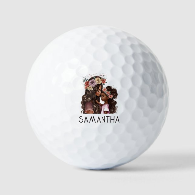 Schöne Schwarze Mama und Tochter (2) Golfball (Vorderseite)