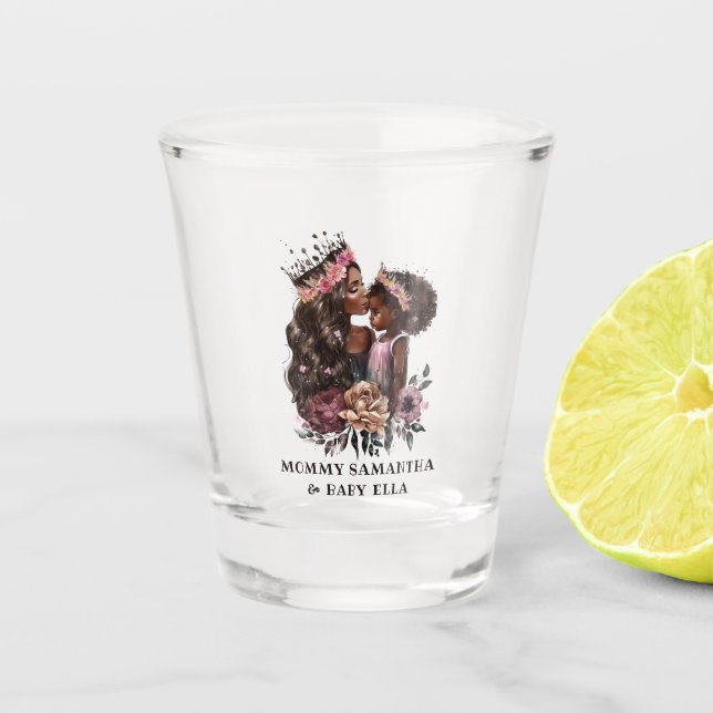 Schöne Schwarze Mama und Tochter (3) Schnapsglas (Vorderseite)
