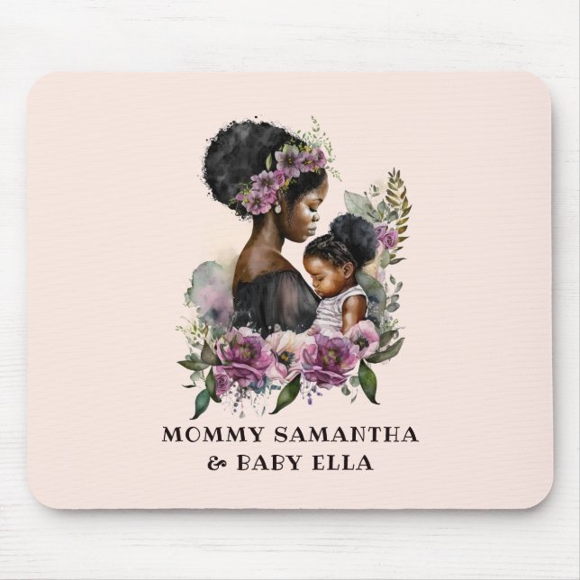 Schöne Schwarze Mama und Tochter (6) Mousepad (Vorne)