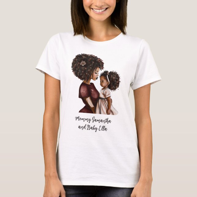 Schöne schwarze Mama und Tochter T-Shirt (Vorderseite)