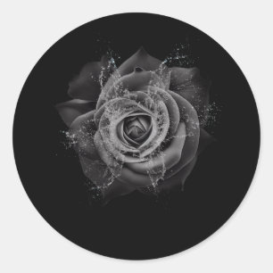 Schöne Schwarze Rose Blume Wedding Bachelorette B Runder Aufkleber