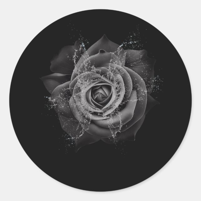 Schöne Schwarze Rose Blume Wedding Bachelorette B Runder Aufkleber (Vorderseite)