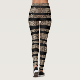 Schöne, schwarze Strumpfhosen mit Gold und Spitze