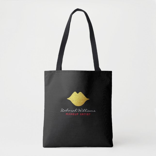 Schöne schwarze Tasche mit ihrem Namen und goldene (Vorderseite)