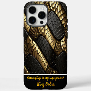 Schöne schwarze und goldene Schlangenhaut iPhone 16 Pro Max Hülle