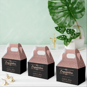 Schöne schwarze und roségoldene Glitter Geschenkschachtel