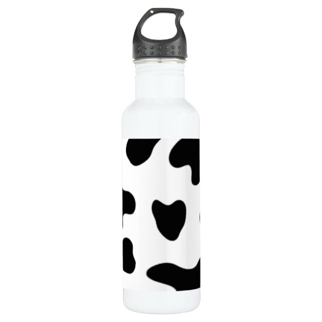 Schöne schwarze und weiße Kuh Edelstahlflasche (Vorderseite)