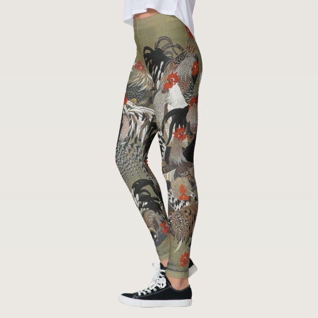 Schöne schwarze, weiße und Mehrfarbenhähne Leggings (Links)