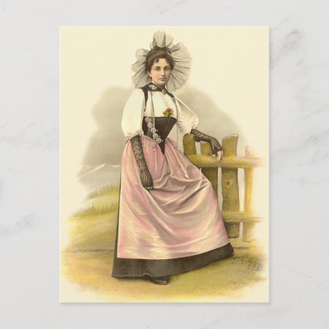 Schöne Schweizer Frau in Tracht, Bern Postkarte (Vorderseite)