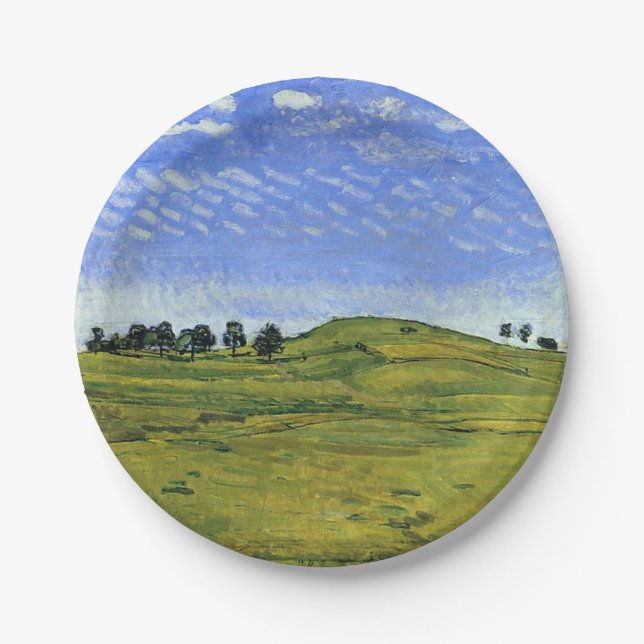Schöne Schweizer Landschaft (von Ferdinand Hodler) Pappteller (Vorderseite)