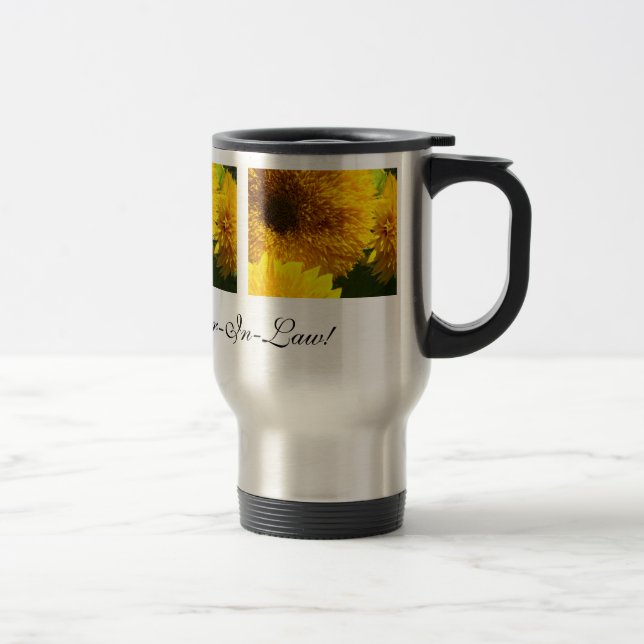 Schöne Schwiegertochter-Kaffee-Tassen-Sonnenblumen Reisebecher (Rechts)