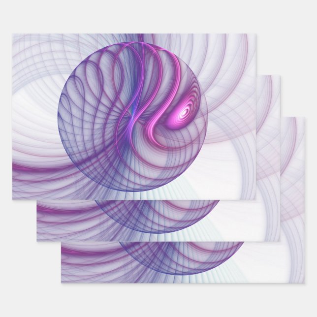 Schöne Schwung Modernes Abstraktes Fraktal Art Pin Geschenkpapier Set (Set)