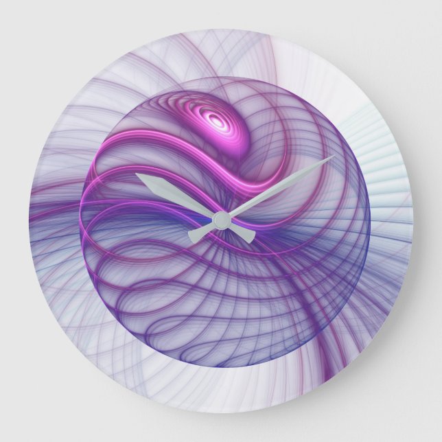 Schöne Schwung Modernes Abstraktes Fraktal Art Pin Große Wanduhr (Vorderseite)