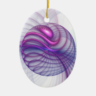 Schöne Schwung Modernes Abstraktes Fraktal Art Pin Keramik Ornament
