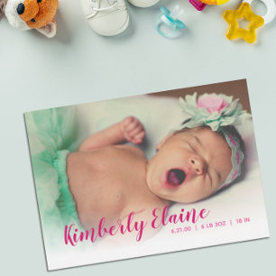 Schöne Script New Baby Foto Announccard Ankündigung
