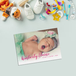 Schöne Script New Baby Foto Announccard Ankündigung