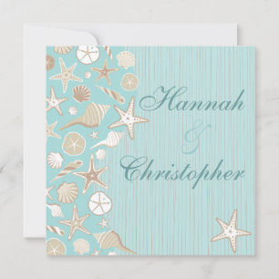 Schöne Seashell Beach Hochzeit Einladung