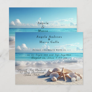 Schöne Seashells Starfish Beach Wedding Einladung