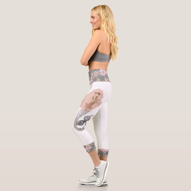 Schöne Seegöttin Mermaid Floral Capri Leggings (Links)