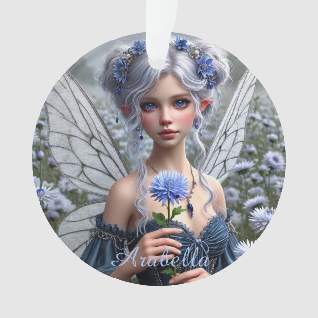 Schöne September Fairy in Asters Ornament (Vorderseite)