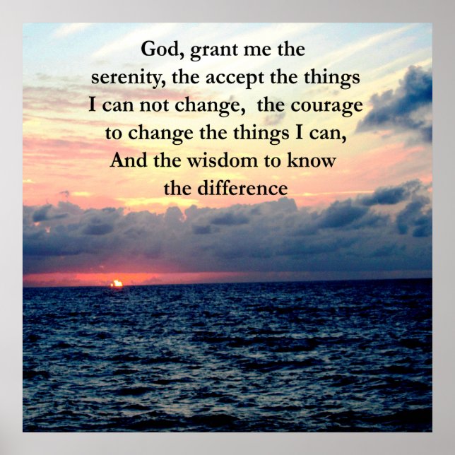 SCHÖNE SERENITY PRAYER SONNE ÜBER DEM OZEAN POSTER (Vorne)