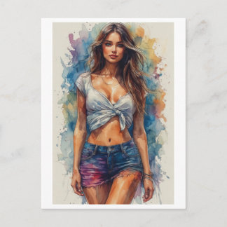 Schöne sexy Design Frau auf einer Feiertagspostkarte