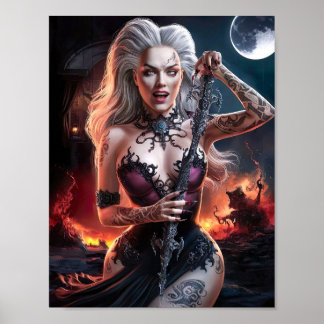 Schöne Sexy Lady Vampire Witz Poster Art