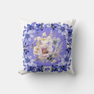 Schöne Shabby Chic Blaue und Rosa Florale Garten Kissen