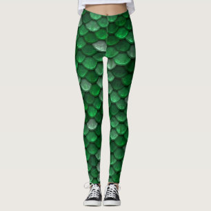 Schöne Shiny Green Mermaid Scales Leggings