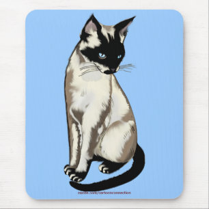 Schöne siamesische Katze Cartoon Kunst, Dichtung u Mousepad