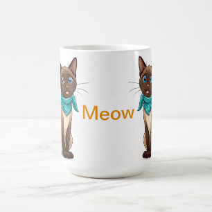 Schöne siamesische Katze mit türkisfarbenem Bandan Kaffeetasse