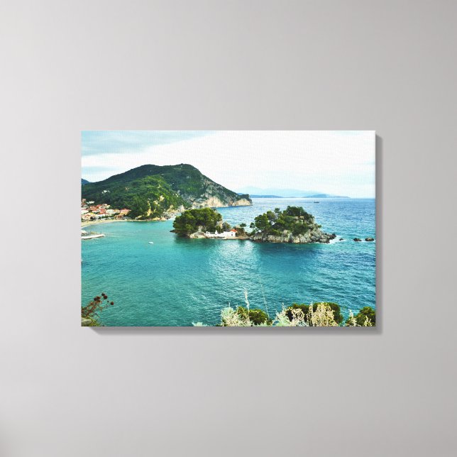 Schöne Sicht auf die Insel Parga, Griechenland Leinwanddruck (Vorderseite)