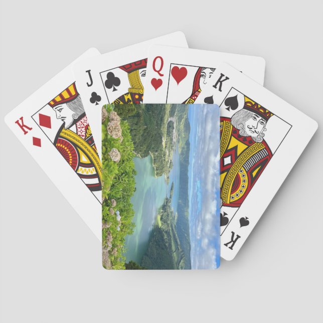 Schöne Sicht auf Sete Cidades Caldera, Azoren Spielkarten (Rückseite)