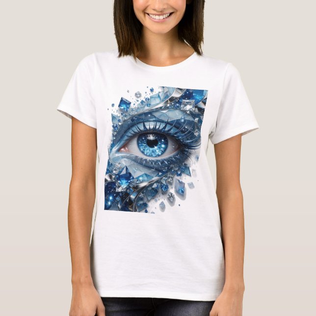 Schöne Silber BLUE ICE EYE Statement Design T-Shirt (Vorderseite)