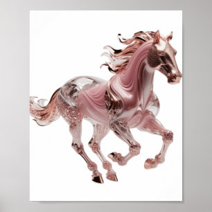 Schöne Silber-ROSE-GOLD-GLAS-PFERD-Textgestaltung Poster