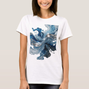 Schöne Silber WATER'S WAVE 3D-Textkunst T-Shirt