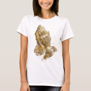 Schöne silberne BETENDE HÄNDE Tragbare Kunst T-Shirt