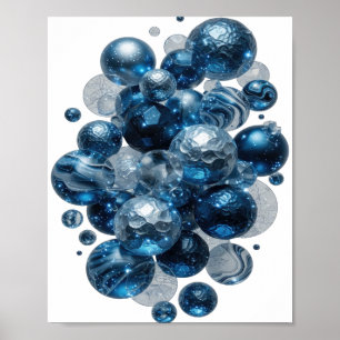 Schöne silberne BLAUE STERNE Poster