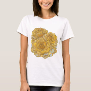 Schöne silberne GOLDENE ROSEN Modedesign T-Shirt