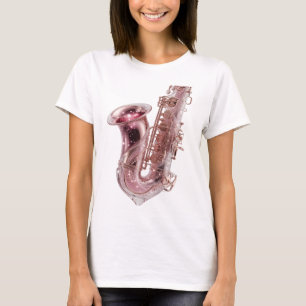 Schöne silberne PINK SAXOPHONE Benutzerdefiniertes T-Shirt