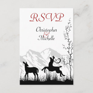 Schöne Silhouette Hirsche Hochzeit RSVP Karte