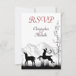 Schöne Silhouette Hirsche Hochzeit RSVP Karte