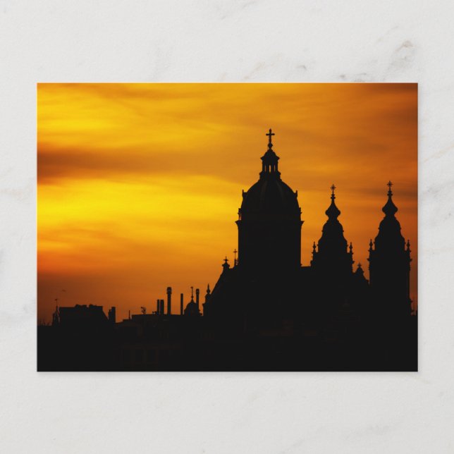 Schöne Silhouette Sonnenuntergang Postkarte (Vorderseite)